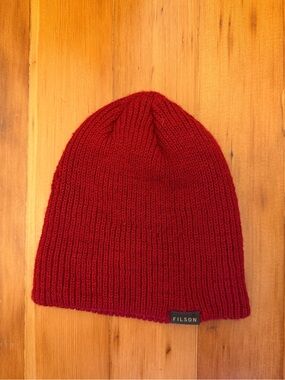 Filson Kids Red Knit Beanie 100% Wool
